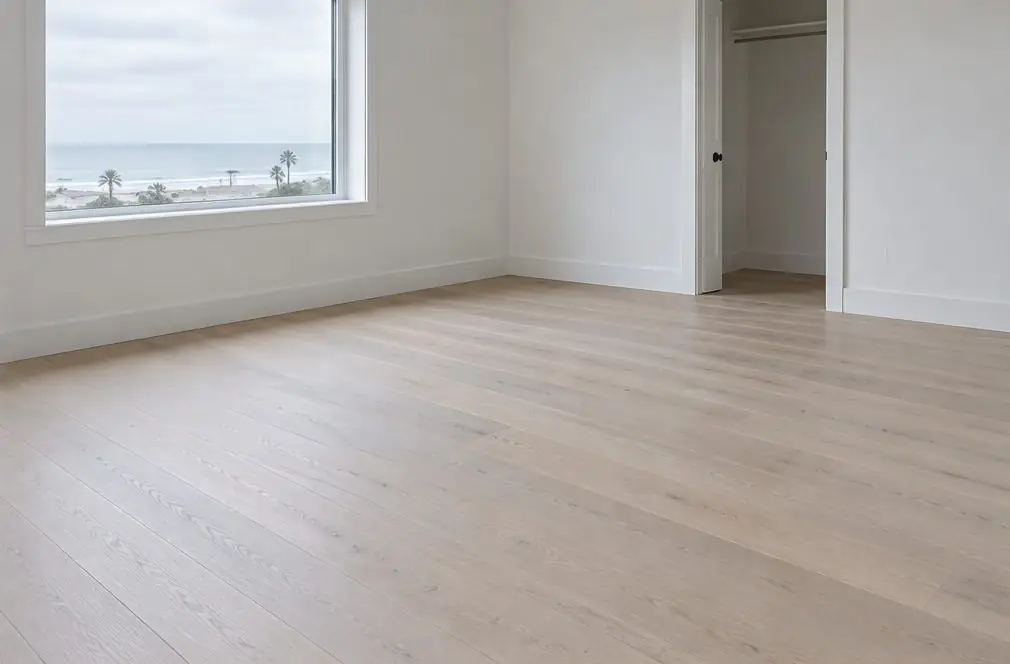 Illustration: the same bedroom with a finished light oak floor