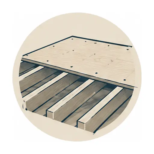 Schematic: Wood subfloor (raised foundation or upstairs)